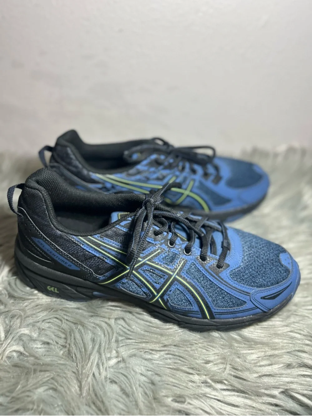 ASICS Mens Gel-Venture 6 Grand Shark/Neon Lime Running Sneakers Size 11.5